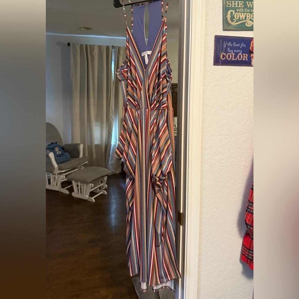 BCBGeneration Multicolor Striped Backless Dress